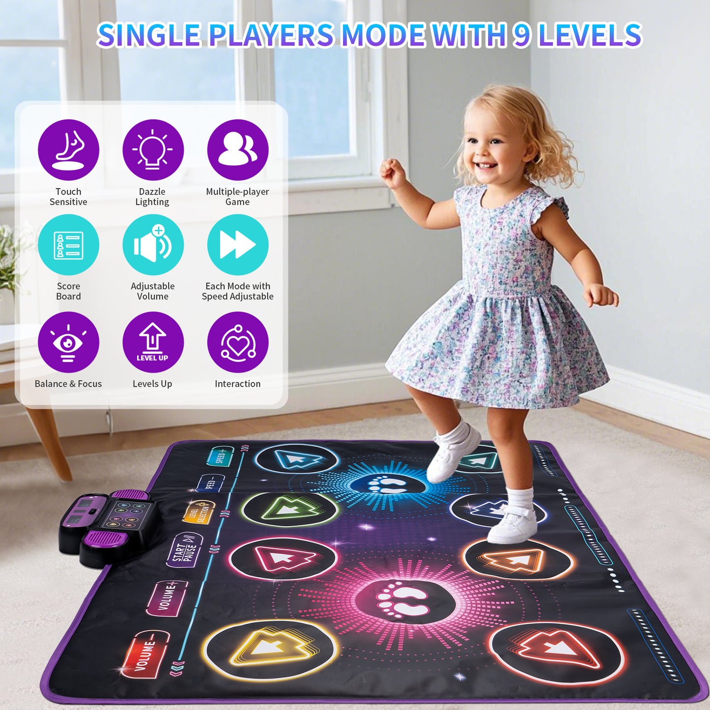 Electronic Dance Mat for Kids - 9 Levels, Double Player
