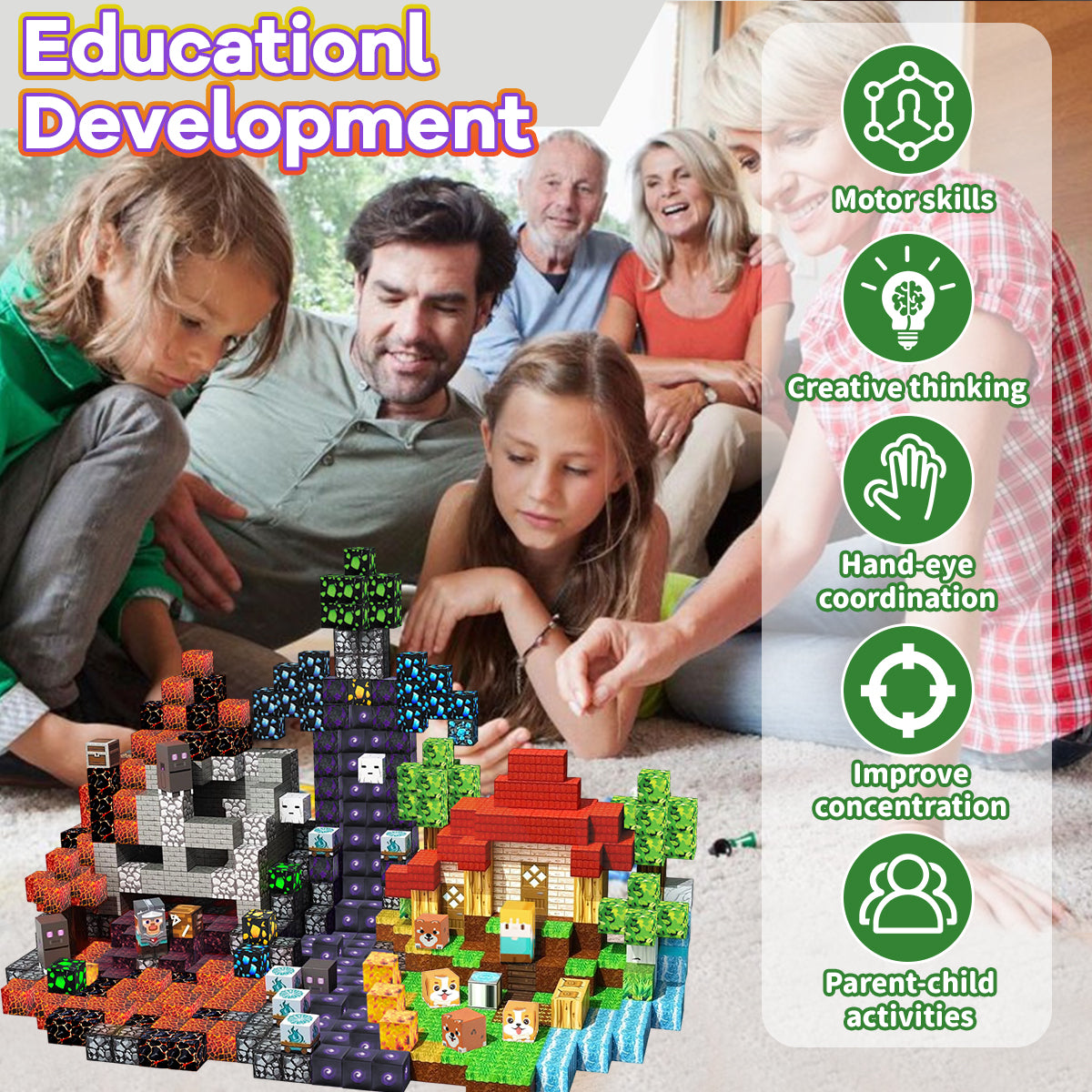 Magnetic Building Blocks Lava Adventure STEM Toy Age 3+