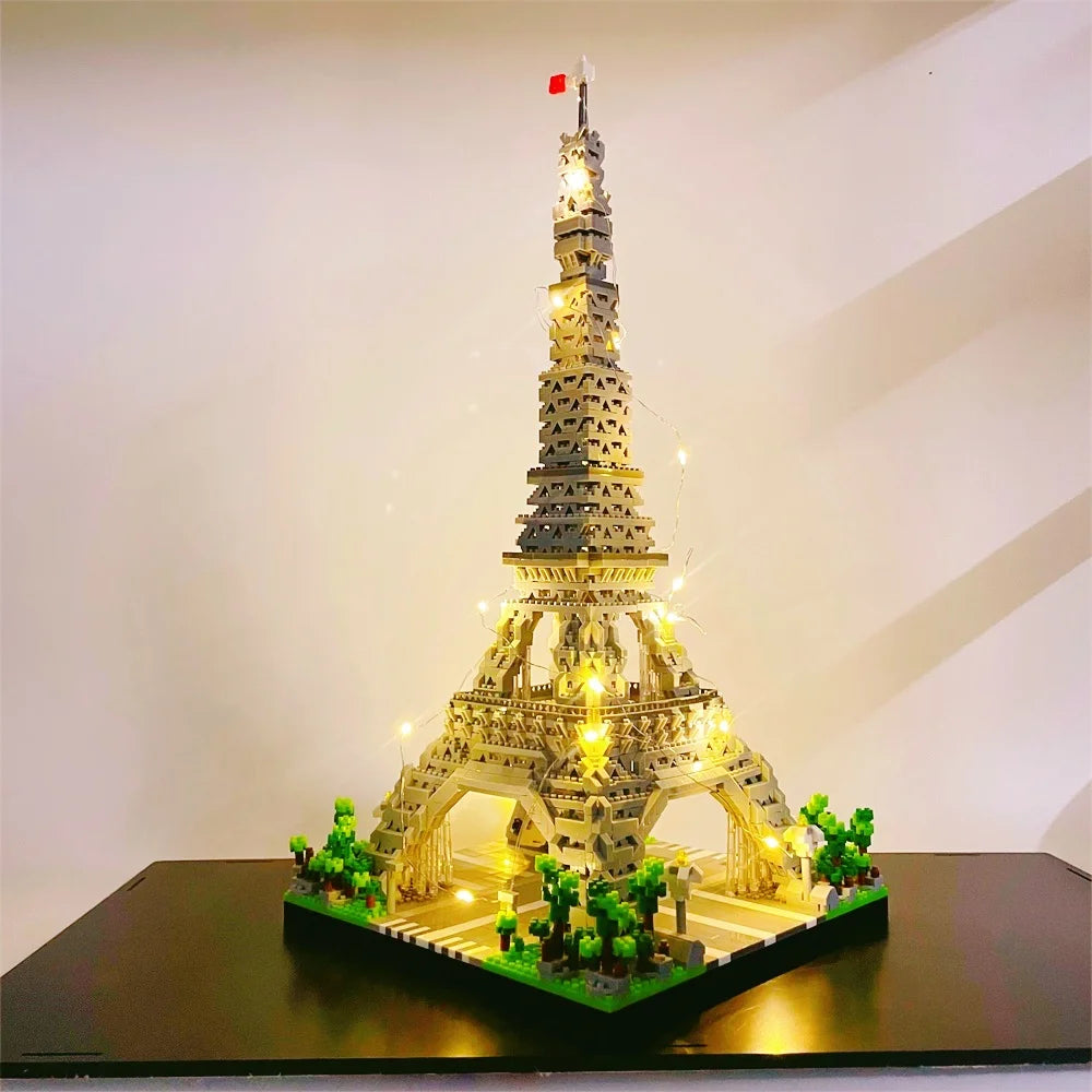 Eiffel Tower Building Blocks: LED Lit Paris Model Toy Set