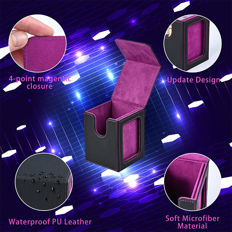 MTG Card Deck Box: 120+ Capacity, Display Window, PU Leather