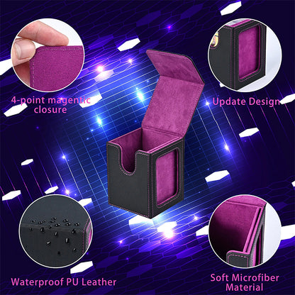 MTG Card Deck Box: 120+ Capacity, Display Window, PU Leather