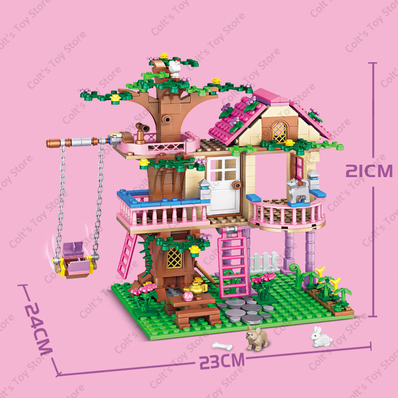 Girls Tree House and Castle Villa Building Blocks Set WithoutBox