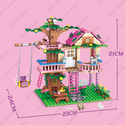 Girls Tree House and Castle Villa Building Blocks Set WithoutBox