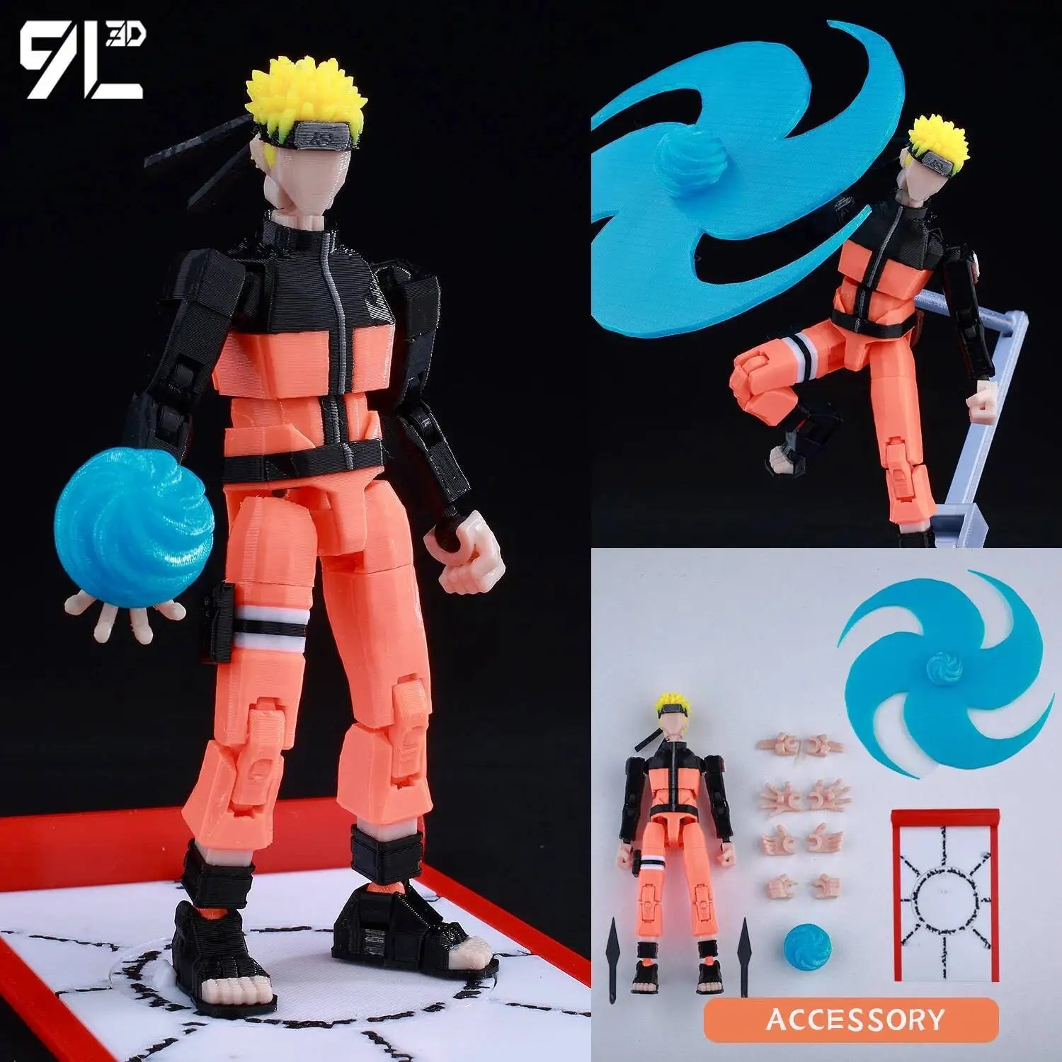 Demon Slayer, Akaza Tanjiro. Naruto and Sasuke and Solo Leveling Sung Jin-Woo 3D Action Figure 