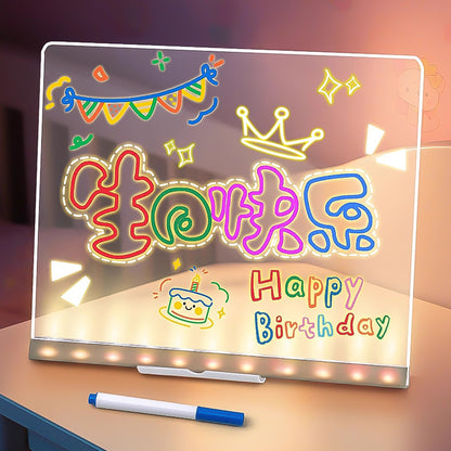 LED Note Board Night Light. Colorful Pens & Glowing Messages