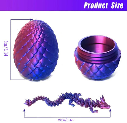3D Printed Dragon Egg & Articulated Dragon Model Toy