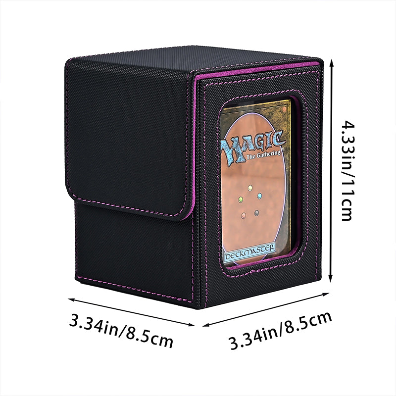 MTG Card Deck Box: 120+ Capacity, Display Window, PU Leather