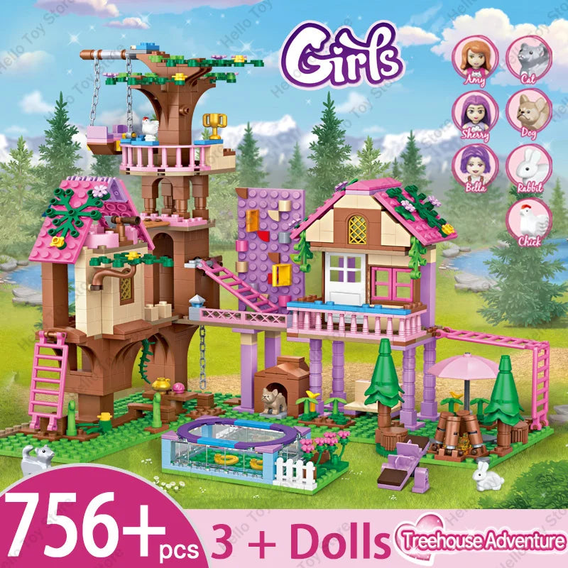 Girls Tree House and Castle Villa Building Blocks Set WithoutBox