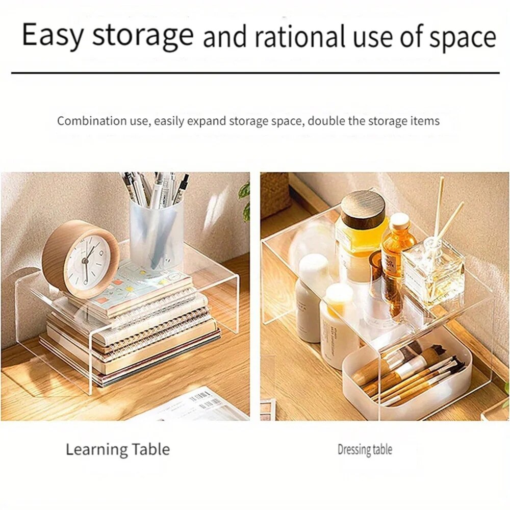 Transparent Storage Racks Set - Organize Files & Cosmetics