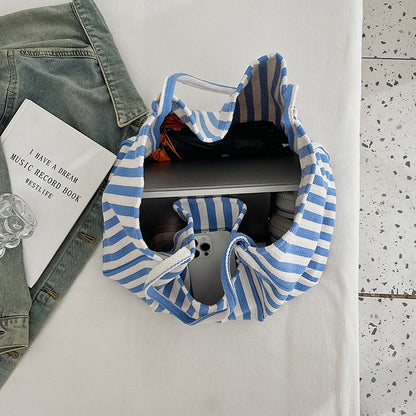 Women's Stripe Canvas Tote Handbag 