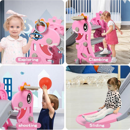 Dinosaur Slide Kids Indoor Outdoor Playset with Hoop