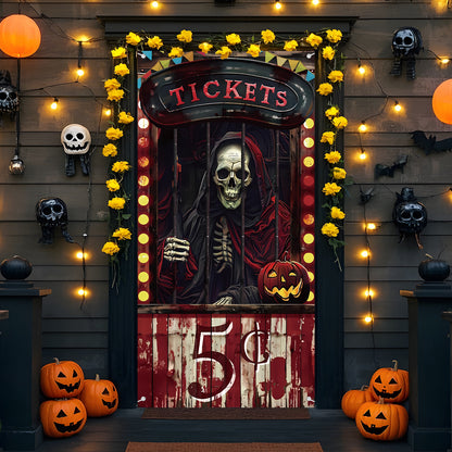 Bloody Circus Door Decoration: Spooky Halloween Backdrop